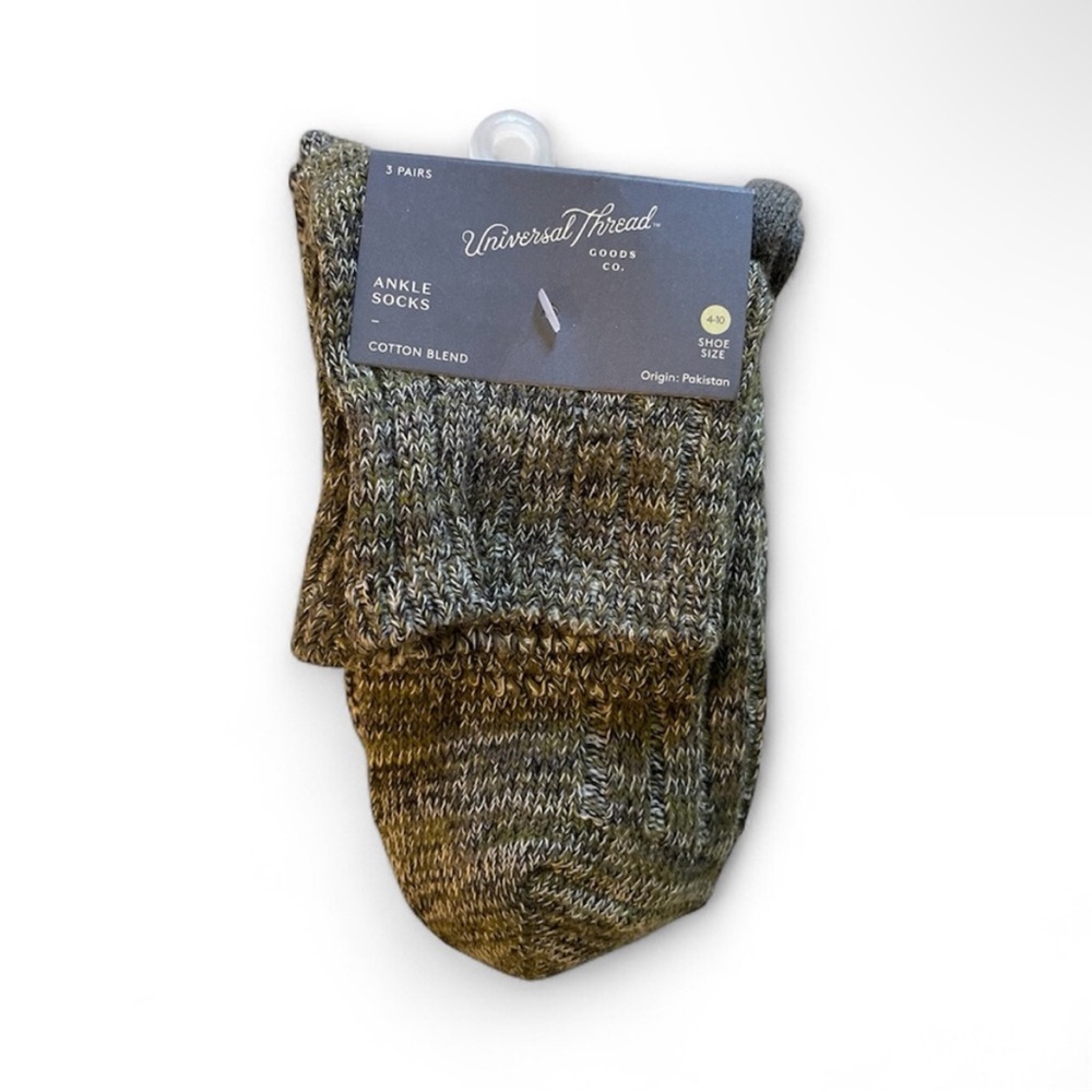 Universal Thread 3-Pack Gray Cotton Ankle Socks - Picture 2 of 4